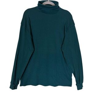 Neil Martin Turtleneck Shirt Mens XL Green Long Sleeve 100% Cotton Made USA